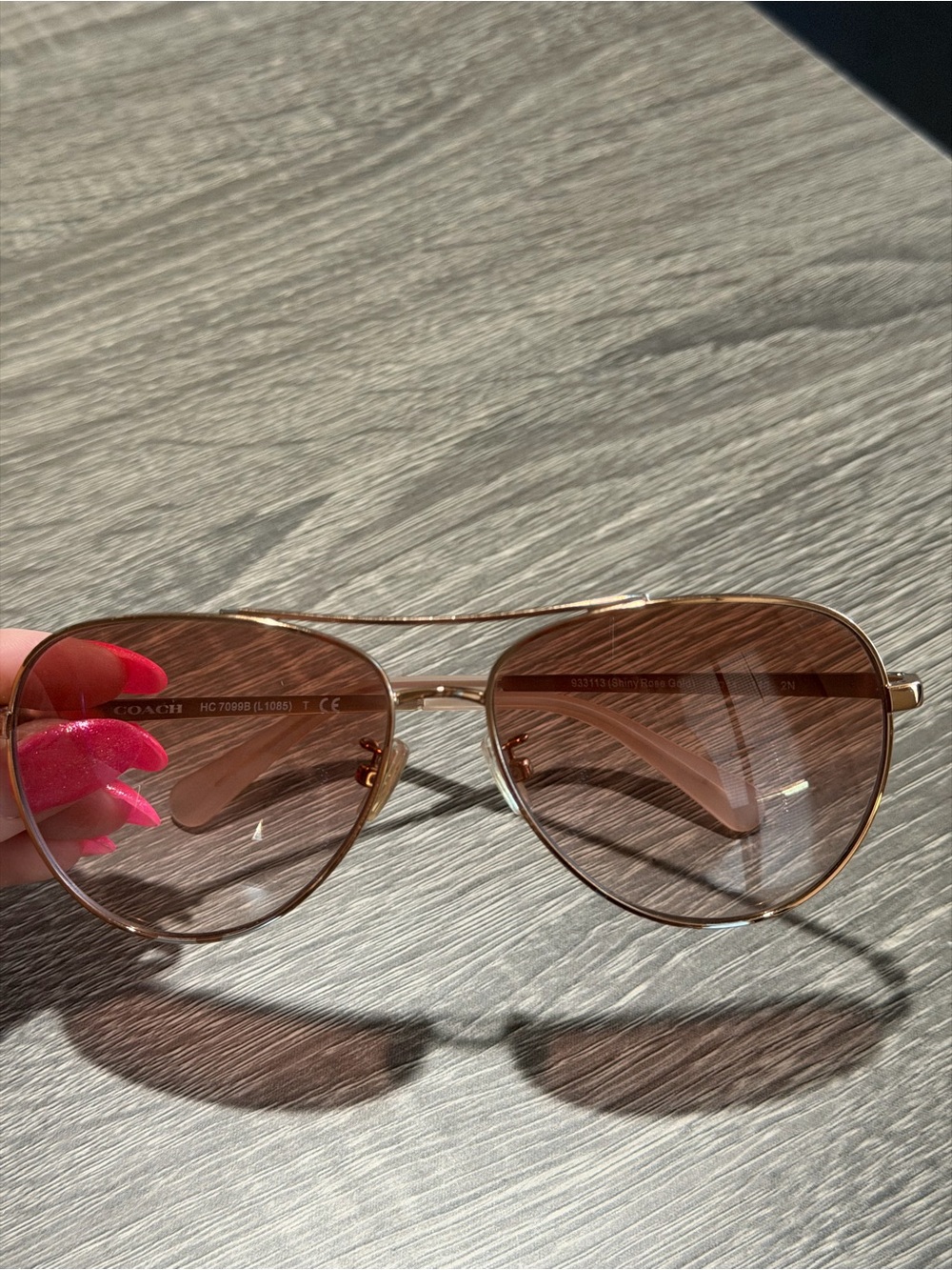Coach Rose Gold Aviator Sunglasses with Pink Gradient Lenses - Picture 7 of 13